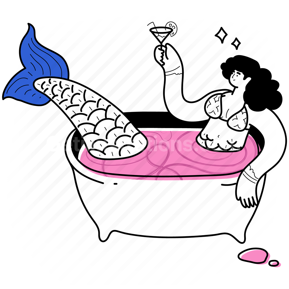 bathtub, relax, relaxation, mermaid, skincare, drink, beverage, cocktail